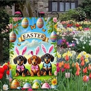 New Dachshund Easter Garden Flag